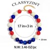 CLASSYZINT 20mm Chunky Red White Blue Beaded Necklace for Women