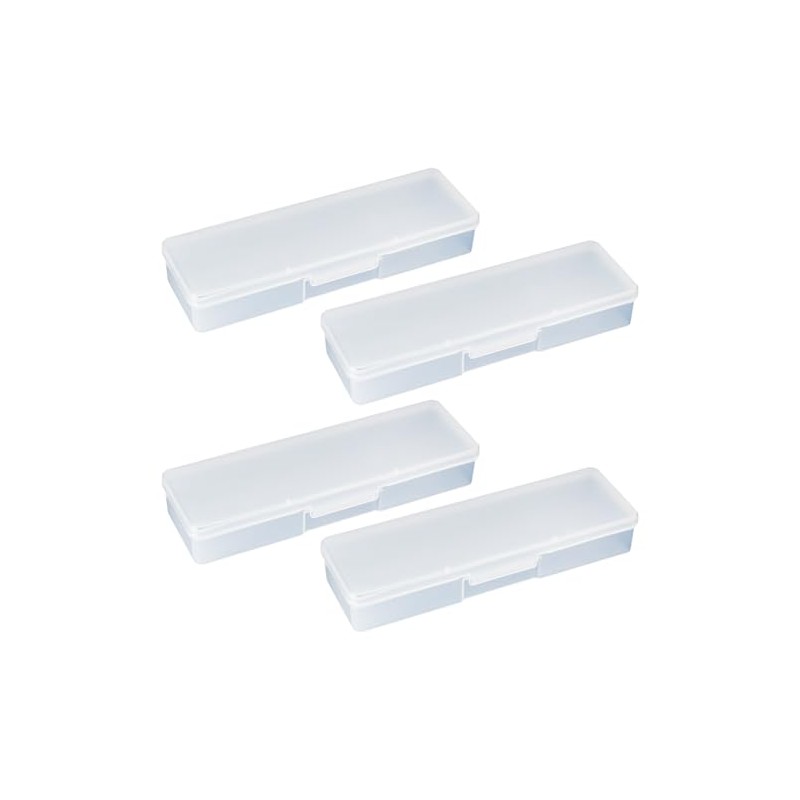 JIHUOO 4 Pcs Plastic Storage Personal Box for Nail Clear