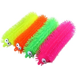 NUOBESTY Rubber Caterpillar Toy Glow Luminous Caterpillar Hand Press Inflated Animal Toy Glow in Dark Party Accessories (Random Colour) 33 × 8 cm