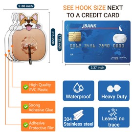 Heavy Duty Adhesive Wall Hooks for Hanging, 20 Pack Self Sticky Hook 30lb(Max), Waterproof Oilproof Stainless Steel Utility Hooks for Bathroom Shower Kitchen Wardrobe Outdoor Keys Coats, Cartoon