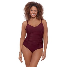 Aqua Green Women's Standard Princess Seam Shirred One Piece, Currant, 2X