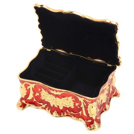 Vintage Jewellery Box, Large Antique Jewellery Box, Jewellery Box, Jewellery Box with Lid for Rings, Necklaces and Earrings (Gold Red)