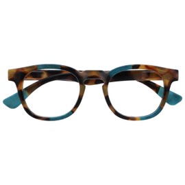 OPULIZE Ava M62-Q -1.00 Long Distance Glasses Short Sightedness Flattering Rounded Frame Spring Hinges Scratch-Resistant Brown Tortoiseshell Turquoise Men Women