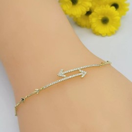 JEYFEL XOIA PREMIUM 14K Gold Plated Fashion Arrow Link Bracelet.  Strength & Protection Symbol