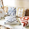 Leebright Boho Pillow Covers 18X18 Inch White Yellow Tufted Throw