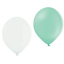50 Organic Balloons 25 Mint & White Quality Balloons 27 cm Diameter (Standard Size B85) Biodegradable Helium Suitable Decorative Balloons