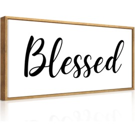 Blessed Wall Decor - Framed Farmhouse Blessed Sign - 20x40 Blessed Wall Art - Large Decorative Canvas Print Wall Art for Living Room, Kitchen, Bedroom, Office, Modern Home Decor Gift