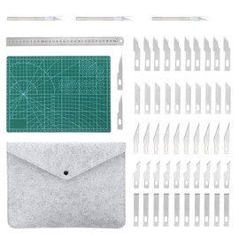 HARFINGTON 57Pcs Exacto Knife Set, 3Pcs Craft Knife with 52Pcs Spare Art Knife Blades and A4(9"x12") Cutting Mat for DIY Art Cutting, Stencil, Scrapbooking