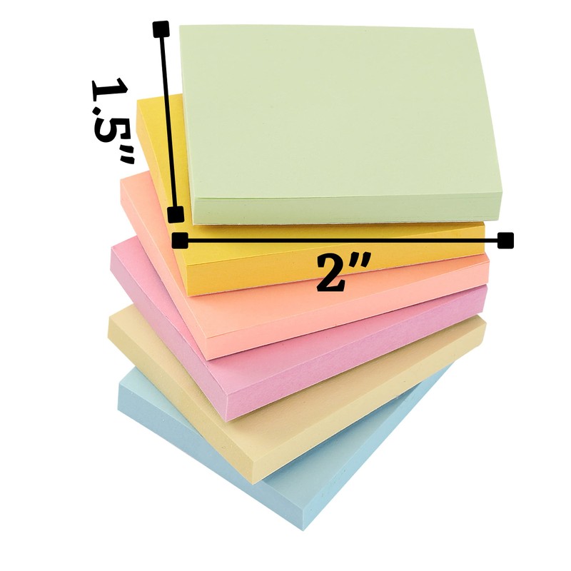 Mr. Pen Sticky Notes - 1.5'x2', 2160 Sheets, Pastel, Small,