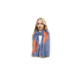 Sumato Scarf for Women Fall Winter Shawl Wraps Long Women Scarves Warm Soft Cashmere Feel Classic Floral Style Blue