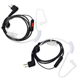 HYS Walkie Talkie 2 Pin Surveillance Covert Acoustic Tube Earpiece Headset with Mic PTT for Motorola CLS1413 CP110 CT150 CP040 XTN600 Ham Radio (2 Pack)