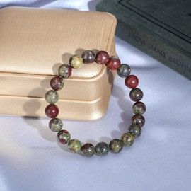 Sahoottie Crystal Bracelets for Women Dragon Bloodstone Bead Gemstone Bracelet Beaded Crystal Bracelet 8mm Red Anxiety Healing Labradorite Bracelets for Women Jewellery