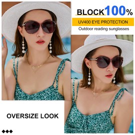 MARE AZZURO Round Reading Sunglasses Women Oversized UV Readers 1.00 1.25 1.50 1.75 2.00 2.25 2.50 2.75 3.00 3.50 4.00 (Leopard, 1.25)