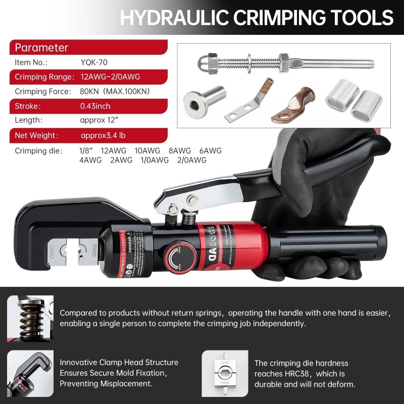 IBOSAD Hydraulic Hand Crimper Tool for Stainless Steel Cable Railing
