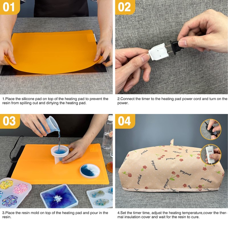 Resin Molds Heating Mat Kit 26PCS: Epoxy Resin Curing Machine