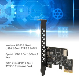 PCIE to USB 3.2 Expansion Card, High Speed Black 5Gbps PCIE X1 to Type E Card for Desktop Front Type C (PCIE X1 to USB3.2)