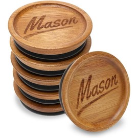 6 count  Wide Mouth Mason Jar Lids Acacia  Jars Lid Decorative Glass Canning Jars with Wooden Lid  Canning Lids for Jar Cover Kitchen Accessories Cute Oui Yogurt Jar Lids - Color: Wide Mouth, Size: 4 Pcs