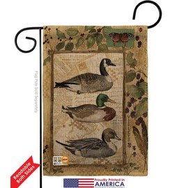 Ducks and Geese Garden Flag Set with Stand Animals Outdoor Deer Bear Wolf Pet Nature Farm Animal Creature Small Decorative Gift Yard House Banner Double-Sided Made In USA 13 X 18.5