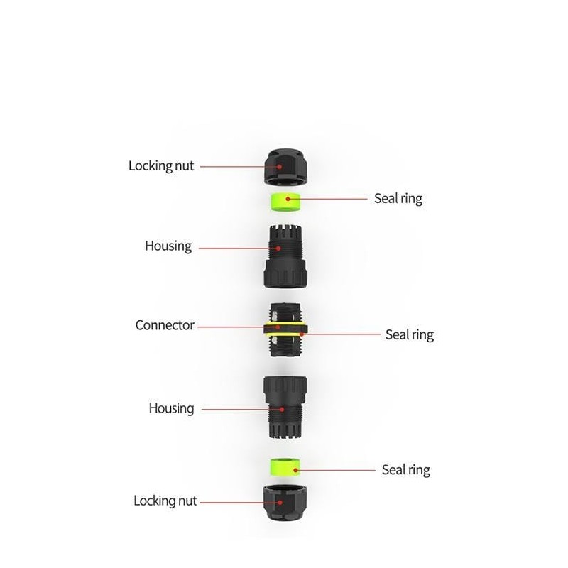 EVOGES IP68 Waterproof Outdoor Inline Cable Connector, 3 Pole, Ø5-12mm