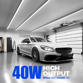 Barrina LED Shop Light, 4FT 40W 5500LM 5000K Daylight White with Reflectors, V Shape, Clear Cover, Linkable with Plug, T8 LED Tube Lights