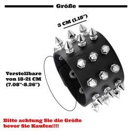 JJDreams 2 Piece Punk Rivet Bracelet Wide Leather Bracelet Unisex Black Rivets Bracelet Gothic Rocker Bracelet Set