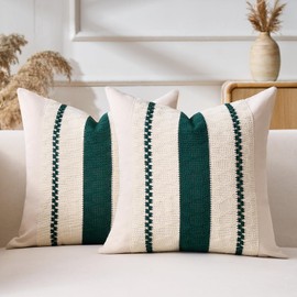 Aisybaklyn Cushion Cover, 40 x 40 cm, Boho Decoration, Set of 2, Decorative Cushions, Sofa Cushion Covers, Modern Cotton Green Couch Cushion, Decorative Cushion Cover for Sofa, Living Room, Bedroom