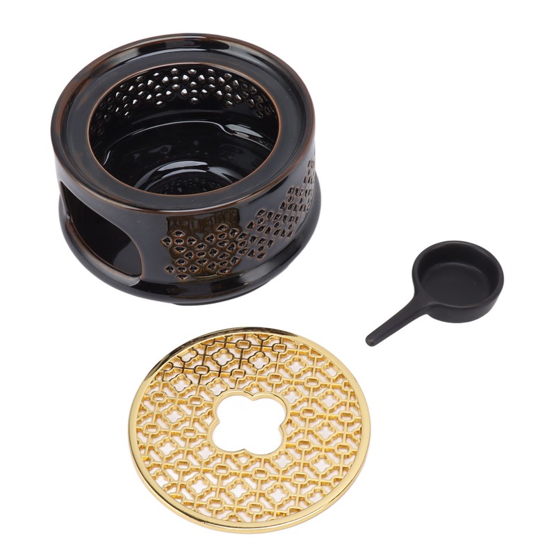 Teapot Warmer Tea Coffee Warmer Base Ceramic Heater with Spoon