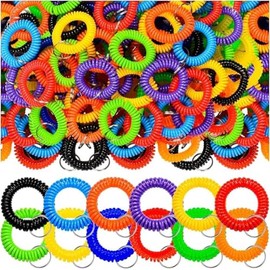 TCSYLSC 120-Pack Wristlet Keychains, 12 Vivid Color Options, Adjustable Stretchy Plastic Wrist Keychain, Sturdy Wrist Band Key Ring Chains…