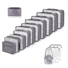 14 PCS Large Packing Cubes for Suitcases Various Sizes Suitcase Organiser Bags Lightweight Waterproof Luggage Organiser Bags (14Pcs Gray)