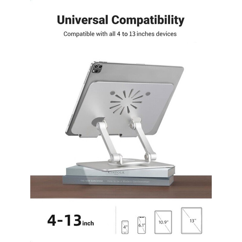 EAREST Tablet Stand Holder Adjustable Desktop Stand Foldable Aluminum For