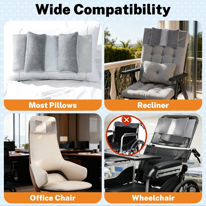 Head Support Pillow with 3 Side Pillows,Wheelchair Headrest, Adjustable Neck