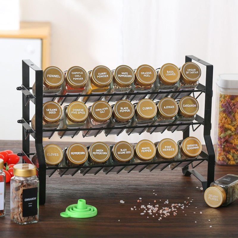 JARXSUN Glass Spice Jars with Label, 48 Pcs Spice Jars