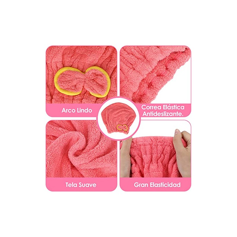 AUTOWT Toallas para Secar el Cabello, 3 Pcs Turbante Microfibra