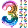 40 Inch Rainbow Digit Helium Foil Birthday Party Balloons (Dark
