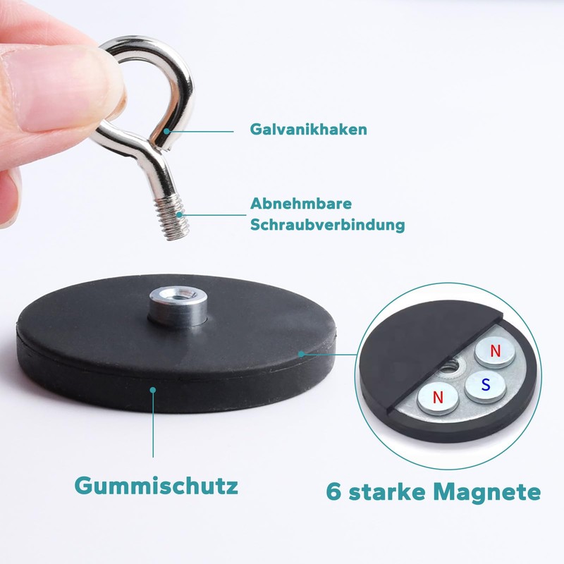 MIN CI Neodymium Magnets Hooks Strong Large Pack of 4