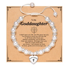 ORISPRE Goddaughter Gifts, Baptism First Communion Easter Gifts Decorations for Girl Goddaughter Birthday Confirmation Christmas Gifts Goddaughter Bracelet