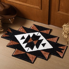Tinideya Western Aztec Bath Rug Non Slip Water Absorbent Bath Mat Decorative Washable Geometric Bathroom Rug for Indoor Living Room Bedroom Kitchen Decor