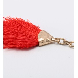 MIRMARU - Pendientes de doble cadena con flecos, diseño de plumas, con forma de pluma, con pendientes de metal dorado rojo