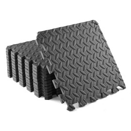 Yes4All Interlocking Exercise Foam Mats with Border – Interlocking Floor Mats for Gym Equipment – Eva Interlocking Floor Tiles (Gray)
