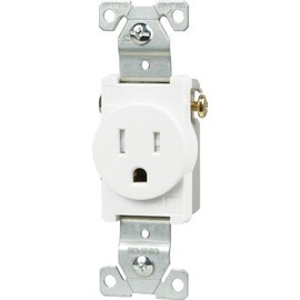 EATON TR817W-BOX Tamper Resistant Single Receptacle, 125 V, 15 A, 2 Pole, 3 Wire, White