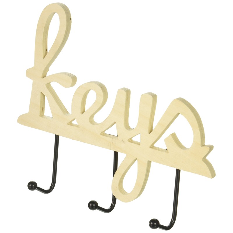 Plaid Key Holder with 3 Metal Hooks, 12882