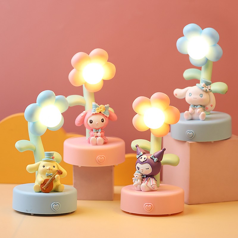 Cute Night Light Multifunctional Resin Cartoon Flower Toddler Night Light