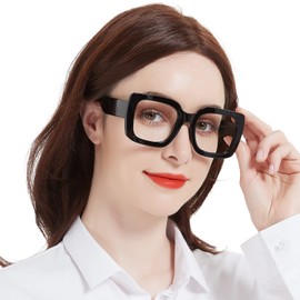 OCCI CHIARI 1.5 Reading Glasses for Women Fashion Square Oversized Readers 1.0 1.25 1.50 1.75 2.0 2.25 2.50 2.75 3.0 3.5 4.0 (Black, 1.50)
