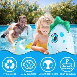 Baby Swimming Ring in Blue Pony Shape, Baby Float Inflatable Swimming Aid Ring with Seat and Inflator Swimming Seat Swimming Trainer Pool Buoyancy Aid Device for Toddlers from 6 Months to 3 Years,