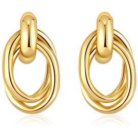 GUOMTGH Gold/Silver Chunky Gold Earrings For Women Trendy Statement Geometric Dangle Earrings Jewelry Gift (Gold2)