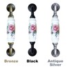 BlocksTool Vintage 128mm Ceramic Flower Roses Handle Knobs Cabinet Drawer