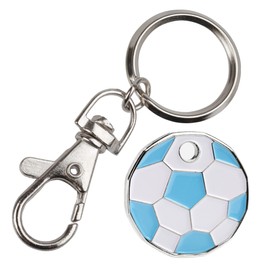 Harts 1 unit New Shape £1 coin Trolley Tokens Keyrings Supermarket Locker (Light Blue Football)