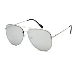 VIVIENFANG Polarized Sunglasses Mens Womens Silver Frame/Silver Mirrored Y2K Aviator Large Big Round Sun Glasses 2025 87247Q