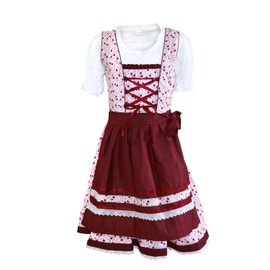 MS-Trachten Children's Dirndl Costume Dress Girls' Dirndl Mimi 3-Piece (128, Red)