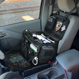 Trunab Patrol Bag Law Enforcement, Police Duty Bag, Car Front Seat Organizer Compatible with 15.6” Laptop, Multiple Compartment, Molle Webbing, Removable Strap, Detachable Kettle Bag